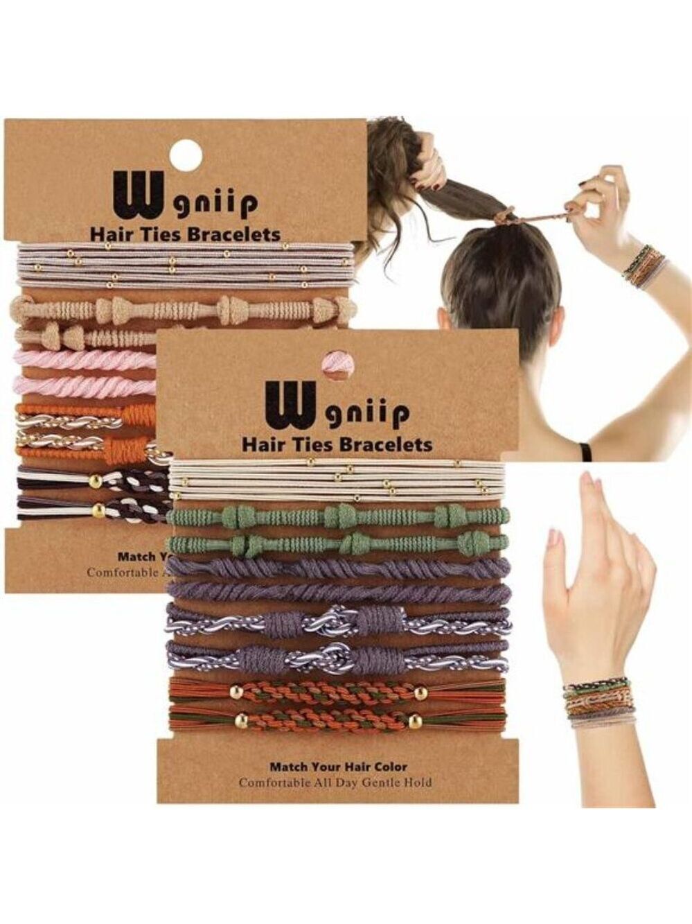 20 Boho Hair Ties Bracelets Elastic Hair Bands for Women Thick Thin No Damage